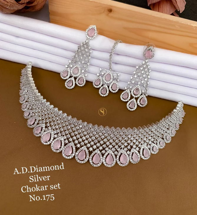 3 Designer AD Diamond Designer Chokar Set Wholesale Price In Surat
